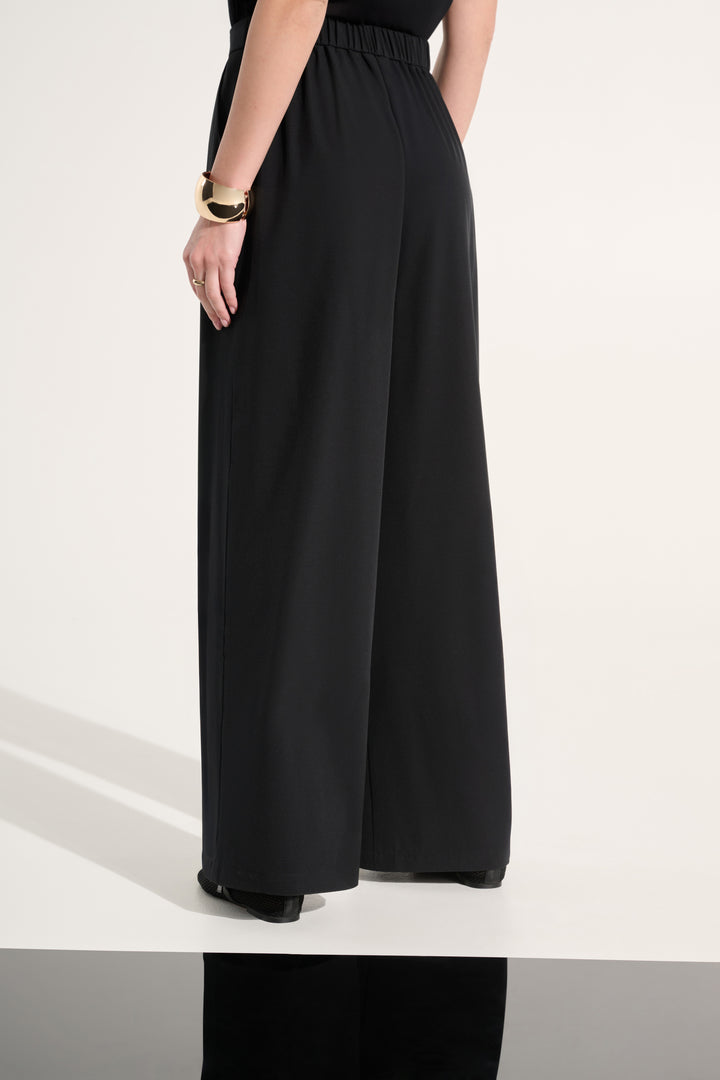Joseph Ribkoff Stretch Woven Pull-On Wide Leg Pants in Black available at Barbara Katz