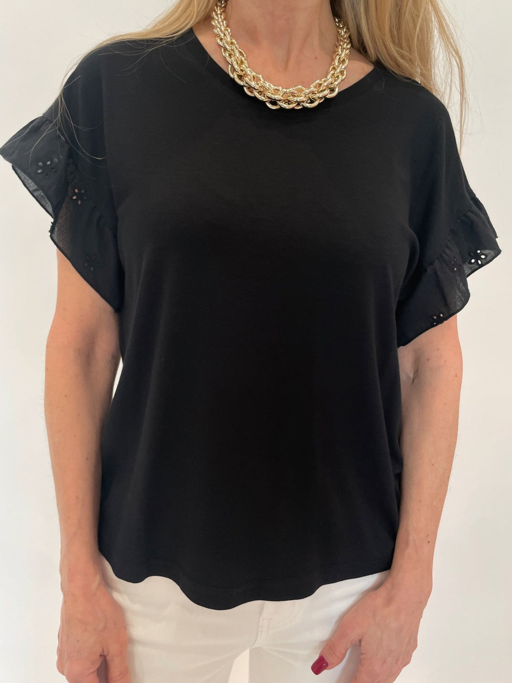 Bariloche Alexandrina Rose Top in Black available at Barbara Katz