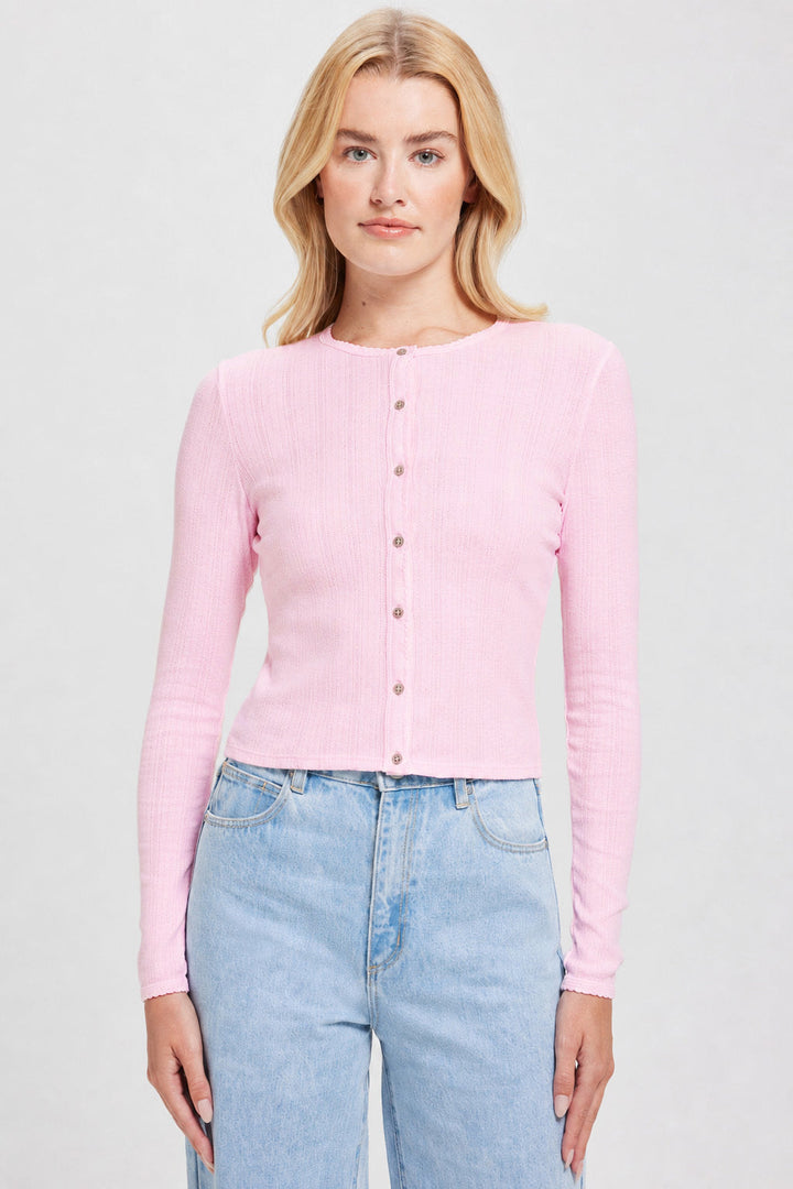 Pointelle Crop Cardigan