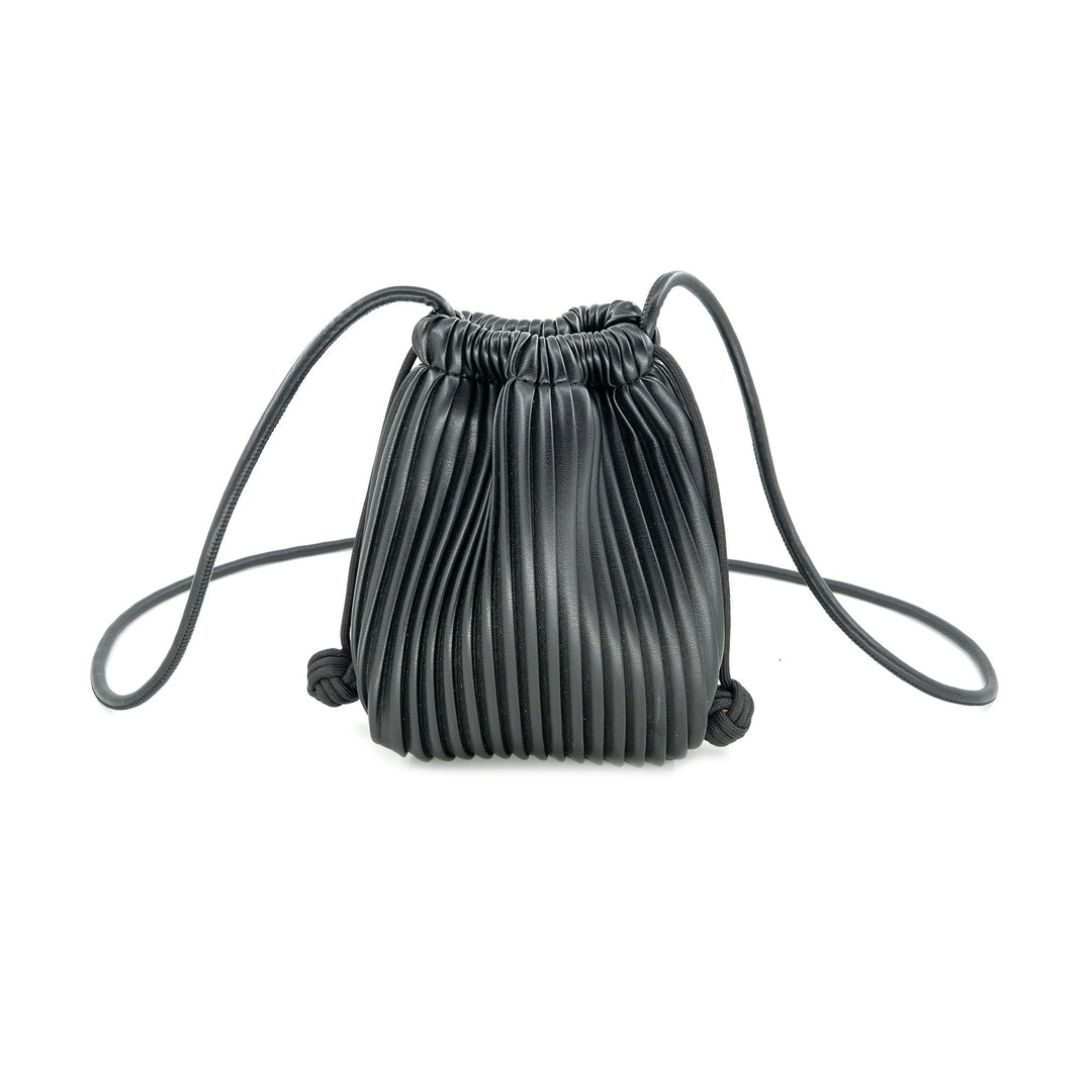 BK Pleated Drawstring Cellphone Bag in Black available at Barbara Katz