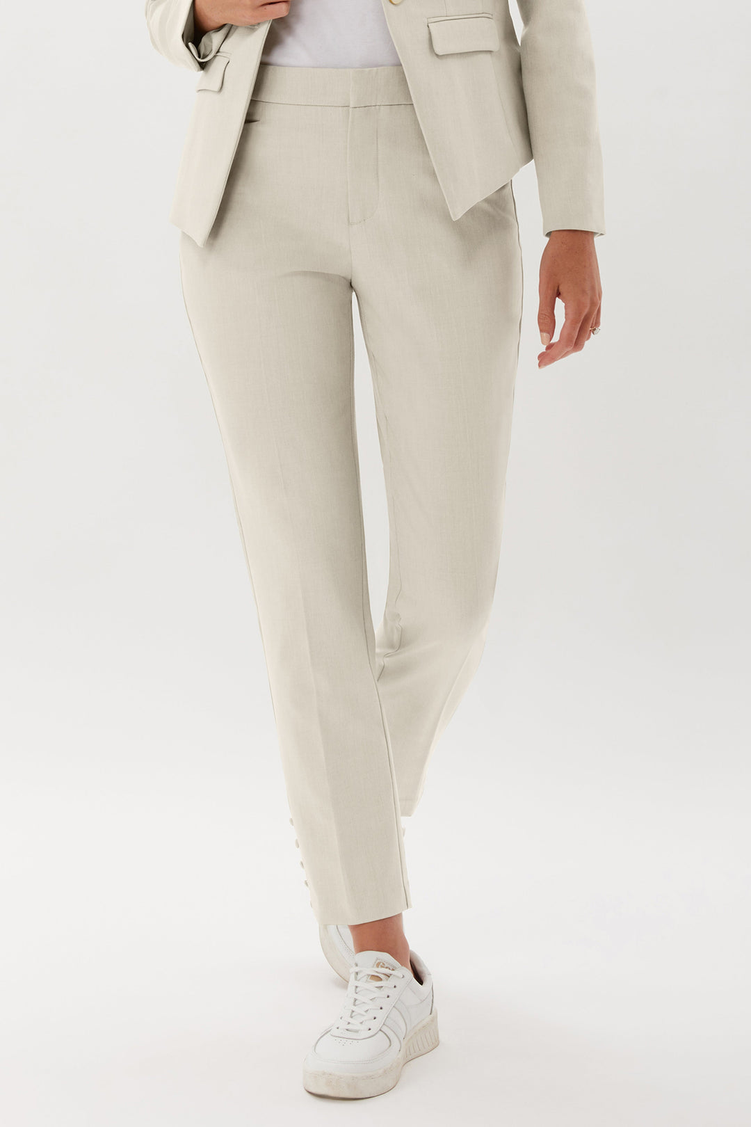 Barrow Cropped Pant With Button Detail - Sand