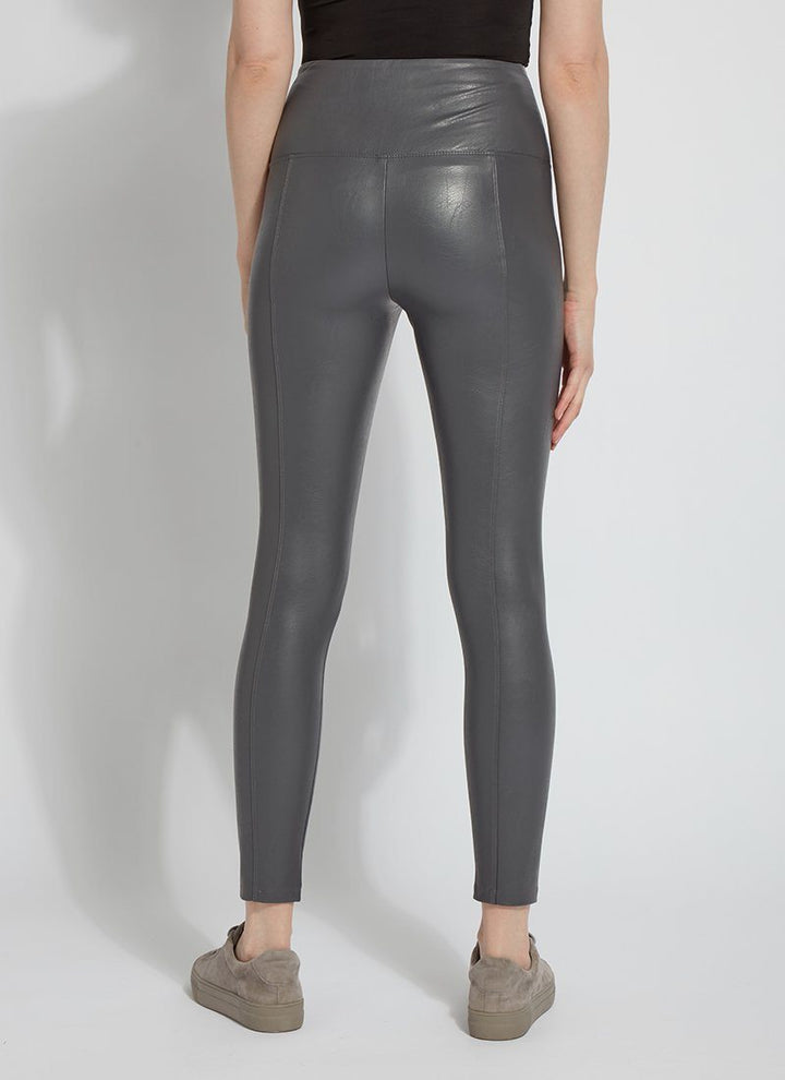 Textured Vegan Leather Shaper Legging - Solid Charcoal