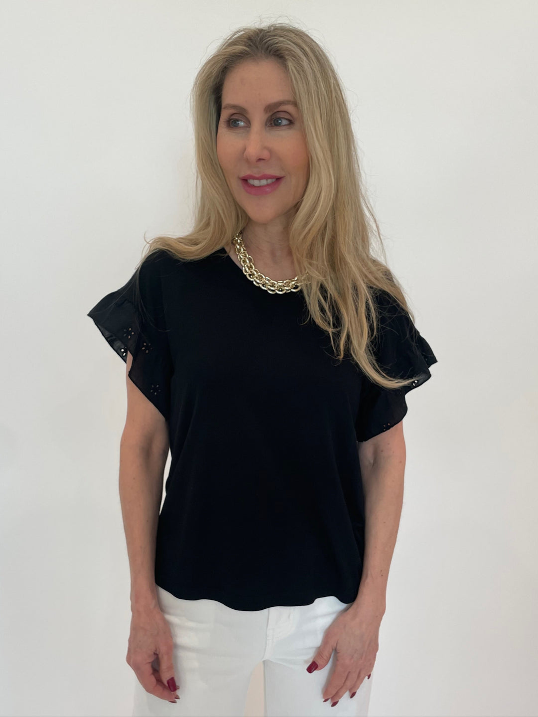 Bariloche Alexandrina Rose Top in Black available at Barbara Katz