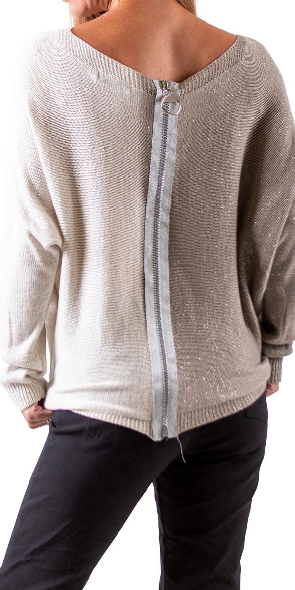 2 Tone Zip Sweater