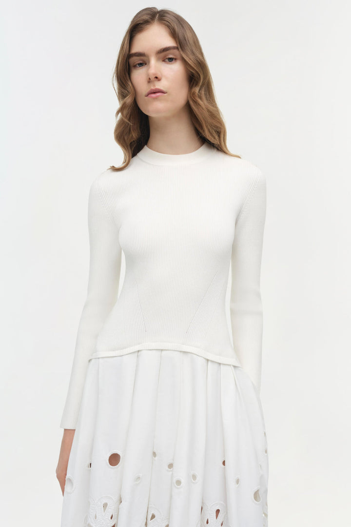 Simkhai Daila Embroidered Knit Midi Dress in White available at Barbara Katz