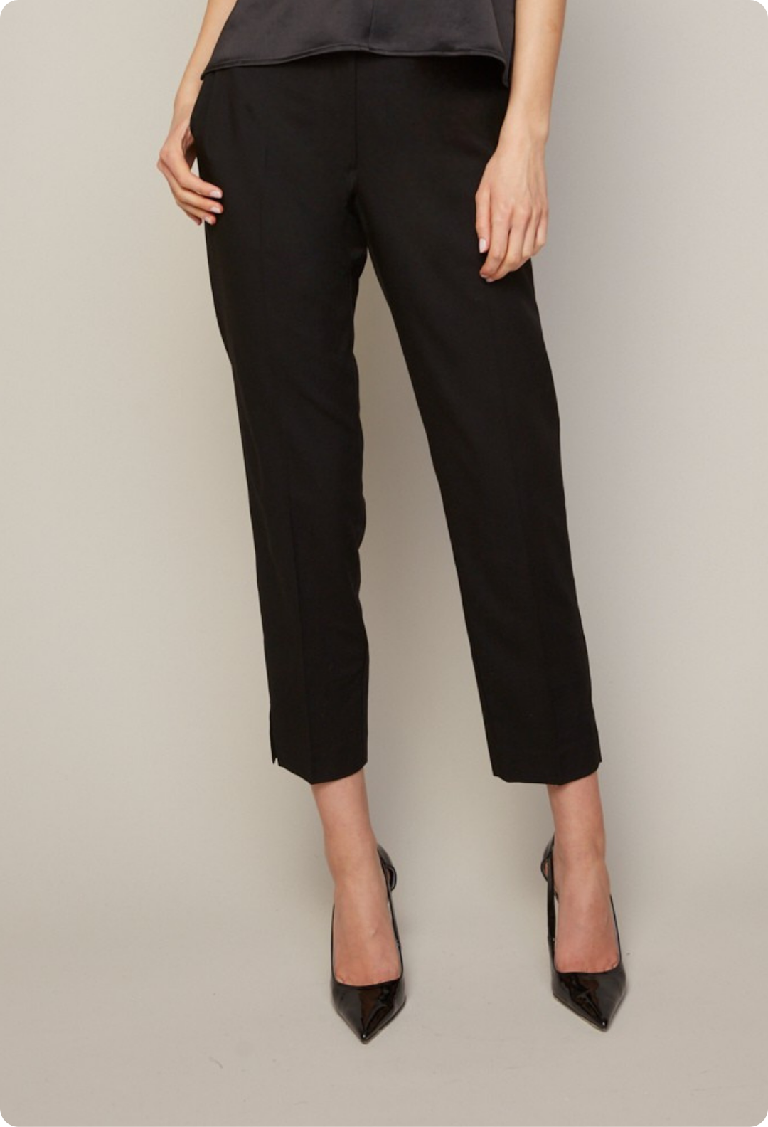 Adroit Atelier Bruce Slim Leg Ankle Pant With Slit in Black available at Barbara Katz