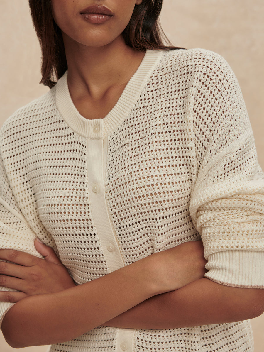 Varley Pembroke Knit Cardigan in Egret available at Barbara Katz