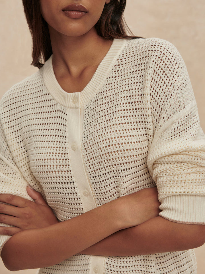Varley Pembroke Knit Cardigan in Egret available at Barbara Katz