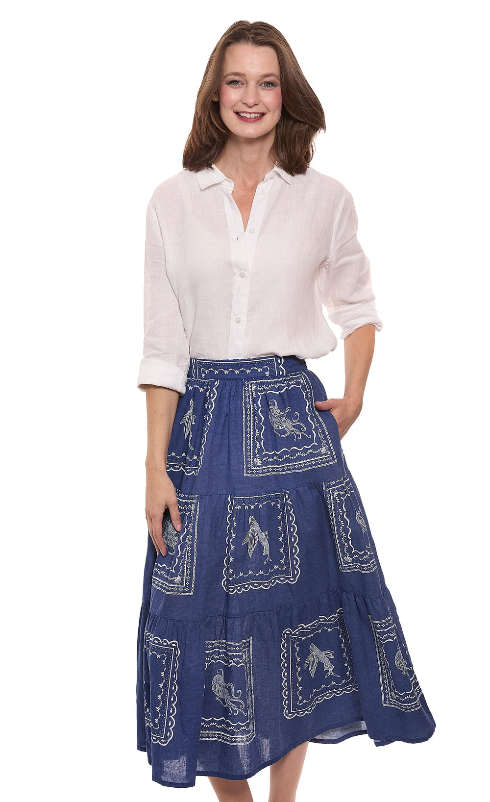 Dizzy-Lizzie Woodstock Skirt - Sealife Print available at Barbara Katz