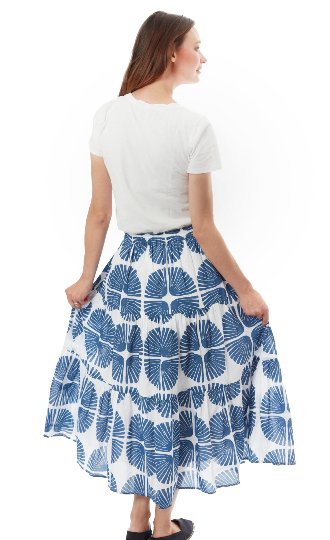 Dizzy-Lizzie Woodstock Midi Skirt in Palm Frond Print available at Barbara Katz