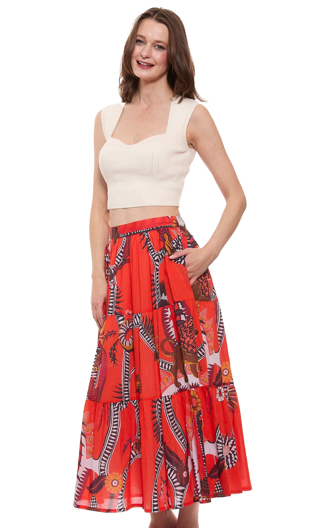 Dizzy-Lizzie Orange Abstract Skirt available at Barbara Katz
