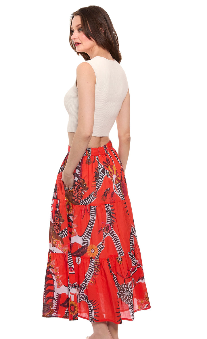 Dizzy-Lizzie Orange Abstract Skirt available at Barbara Katz