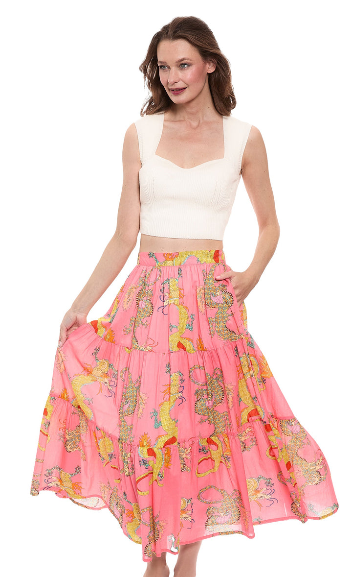 Dizzy-Lizzie Coral Dragon Skirt available at Barbara Katz