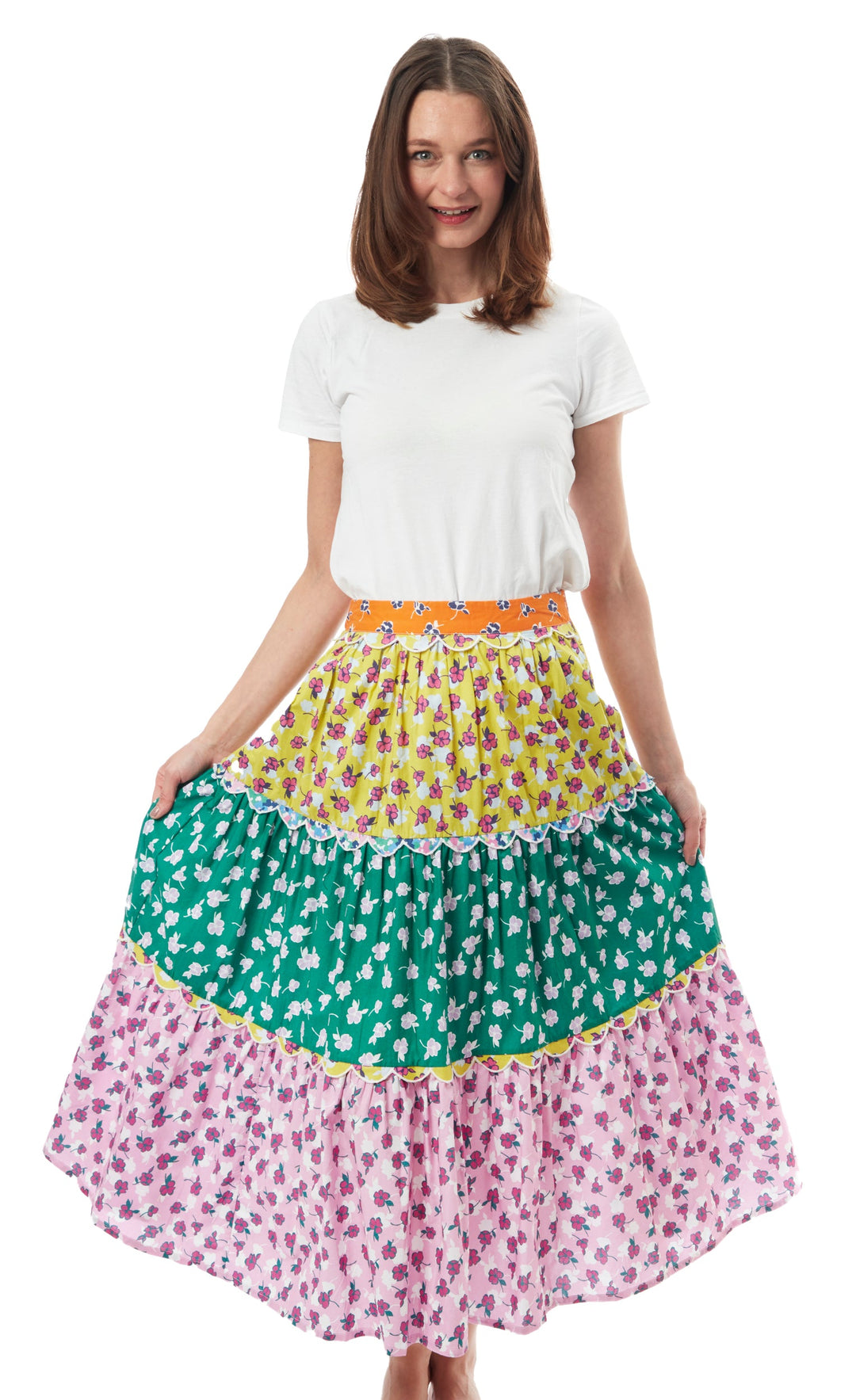Dizzy-Lizzie Woodstock Midi Skirt With Embroidery available at Barbara Katz