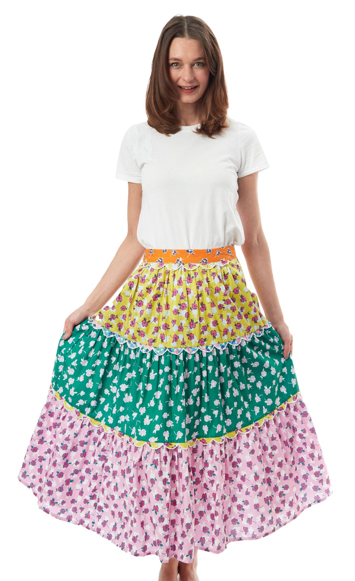 Dizzy-Lizzie Woodstock Midi Skirt With Embroidery available at Barbara Katz