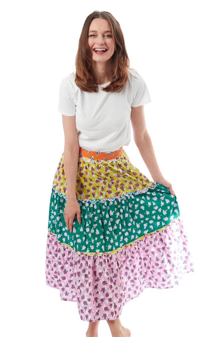 Dizzy-Lizzie Woodstock Midi Skirt With Embroidery available at Barbara Katz
