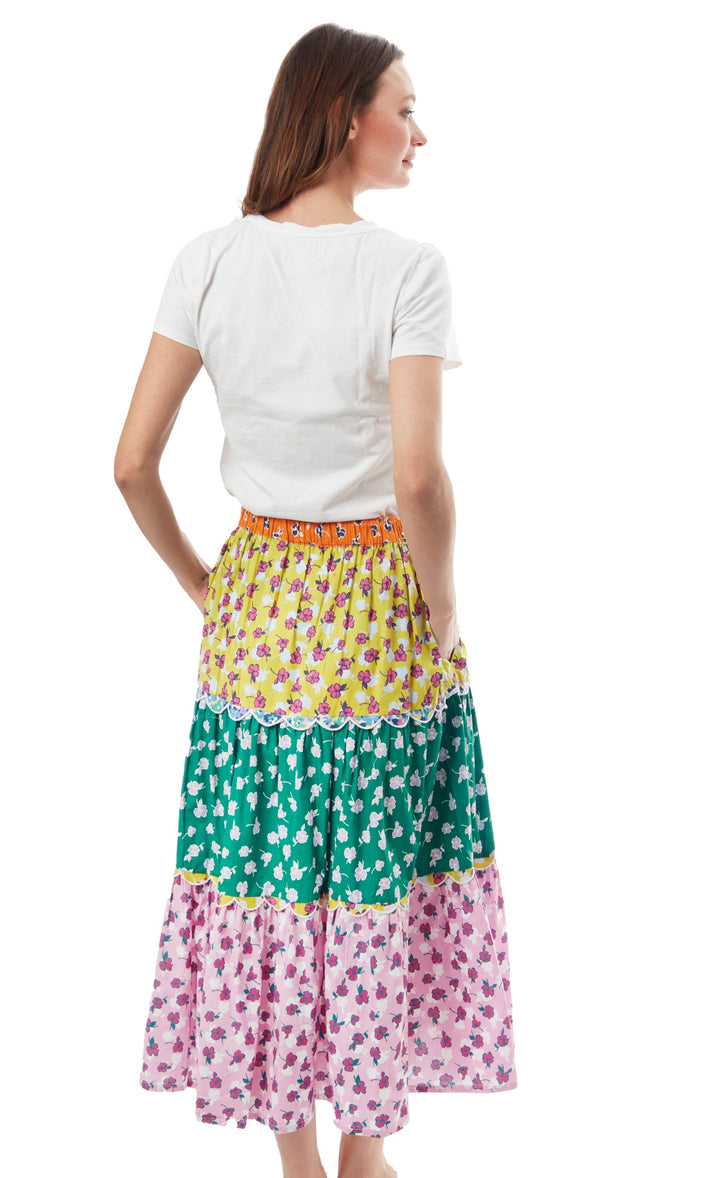 Dizzy-Lizzie Woodstock Midi Skirt With Embroidery available at Barbara Katz