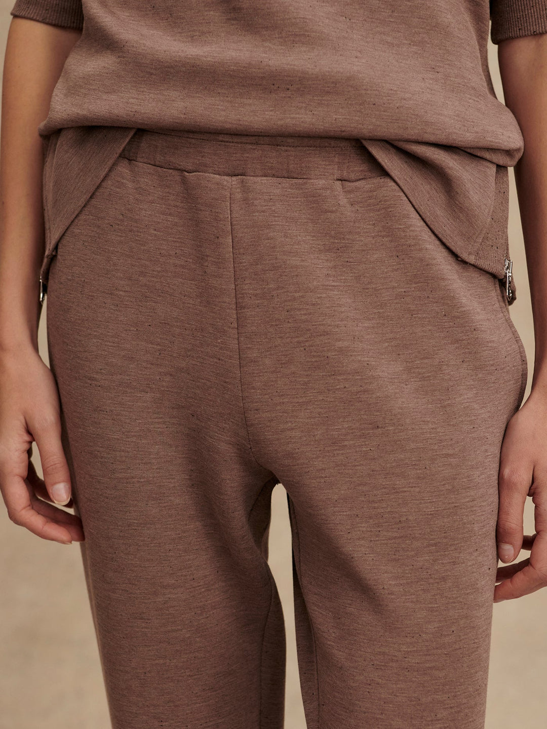 Varley The Slim Cuff Pants 27.5" in Deep Taupe Marl Fleck available at Barbara Katz
