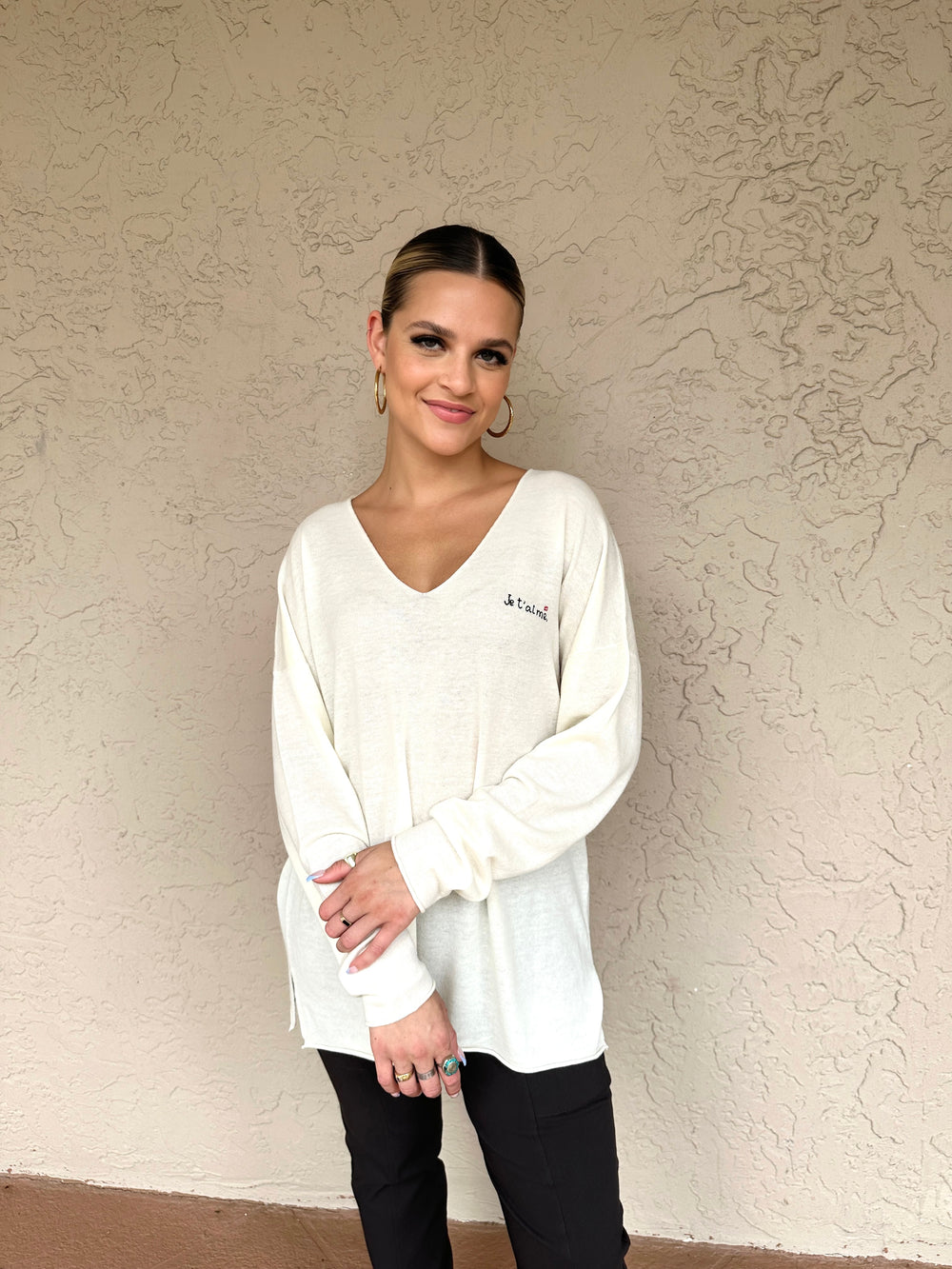 ME369 Jessie Embroidered Sweater - Natural