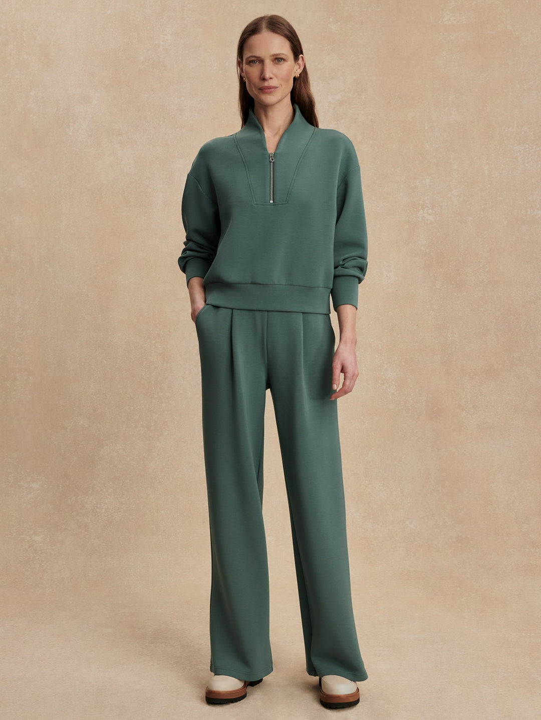 Varley The Extra Wide Leg Pant 29.5" in Dark Forest available at Barbara Katz