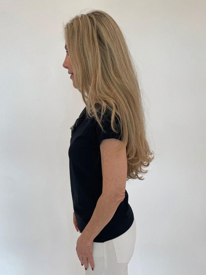 Bariloche Inca Flower Top in Black available at Barbara Katz
