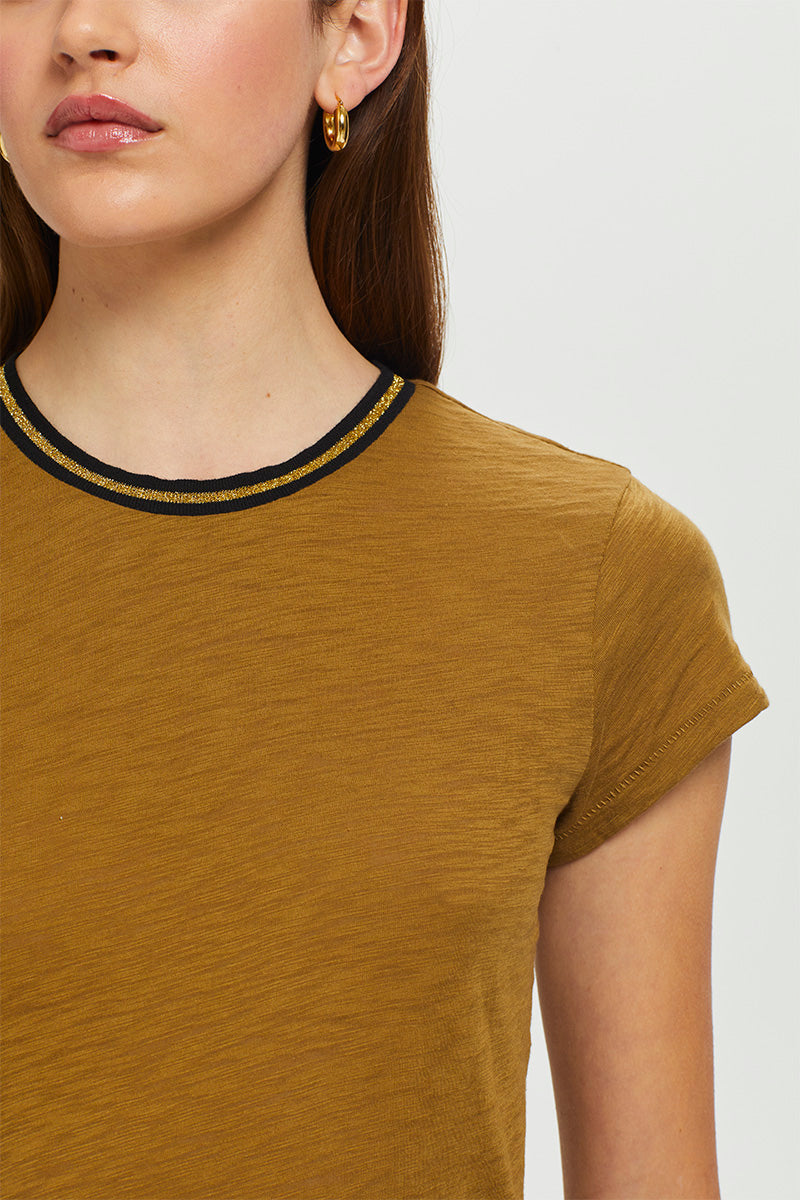 Goldie Gold Shimmer Tipped Ringer Tee