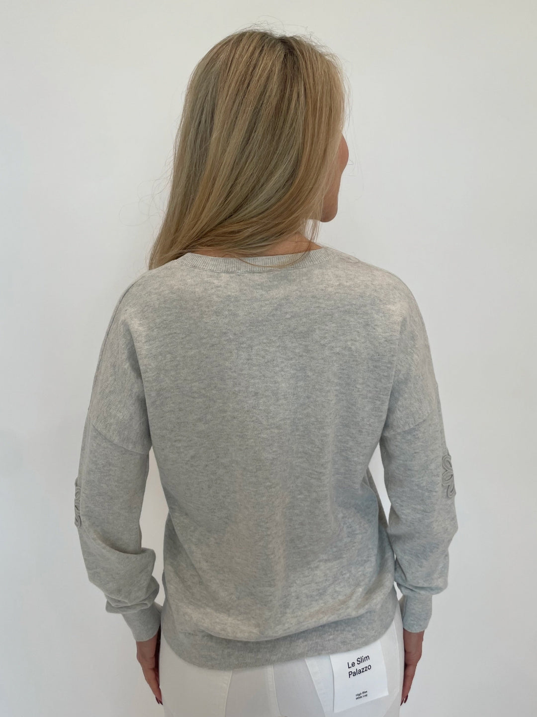J Society Embroidered Flower Sweater in Silver available at Barbara Katz