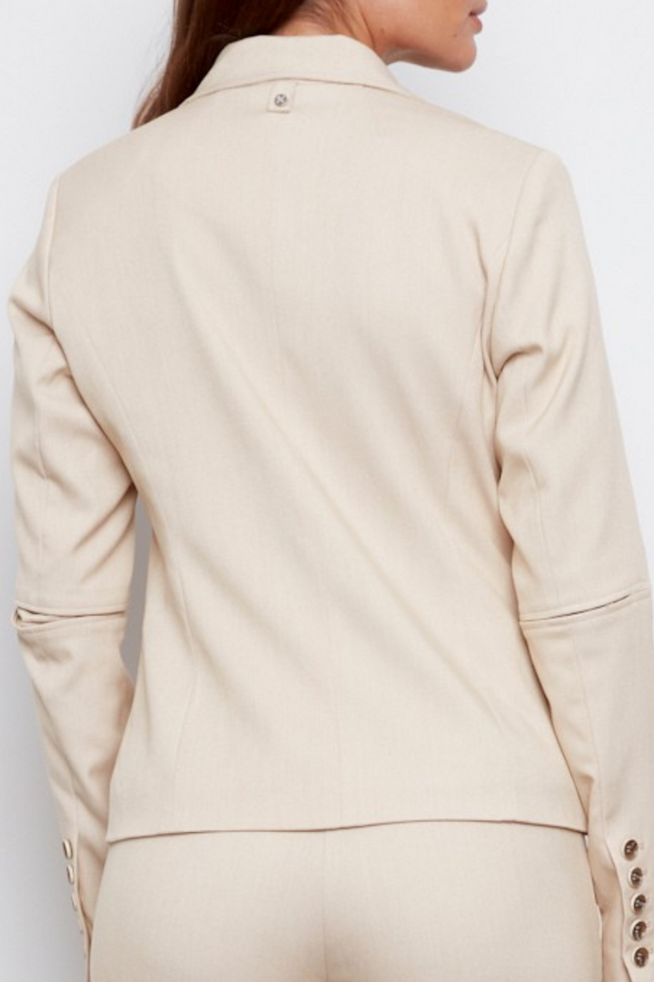 Adroit Atelier Carlisle Double Breasted Stretch Signature Blazer in Sand available at Barbara Katz