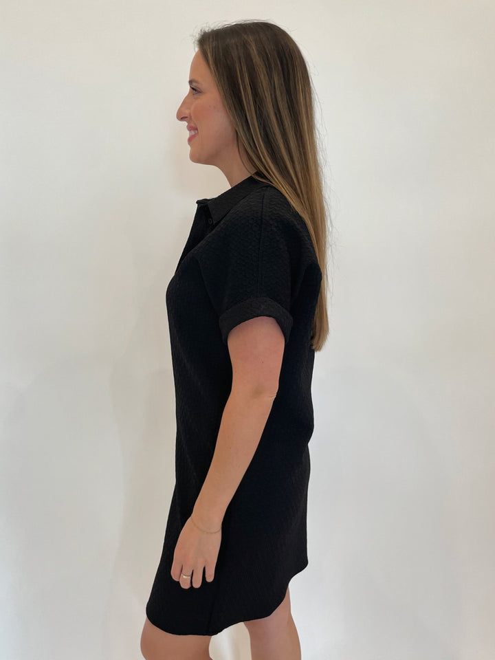 Peace of Cloth Kyle Jacquard Short Sleeve Dress in Black available at Barbara Katz