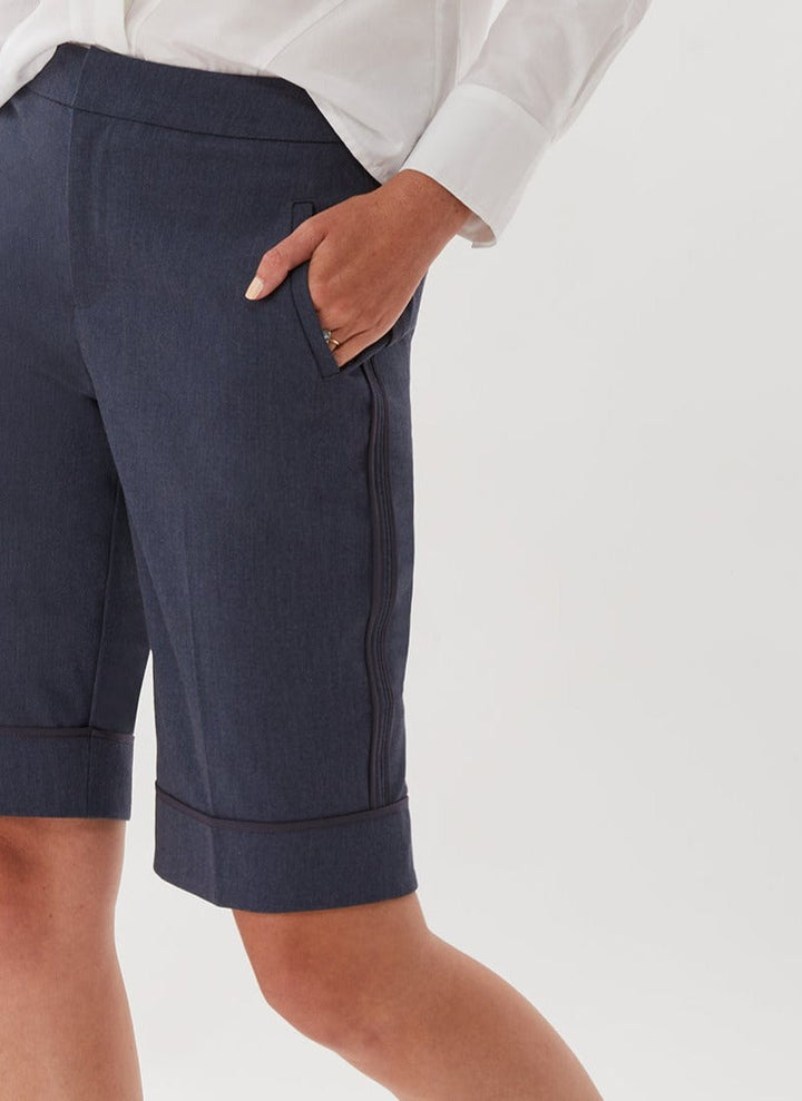 Metropolitan Trouser Short With Piping - Indigo