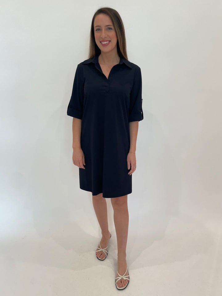 Peace of Cloth Ryan Tech Shirt Dress in Navy  Blue available at Barbara Katz