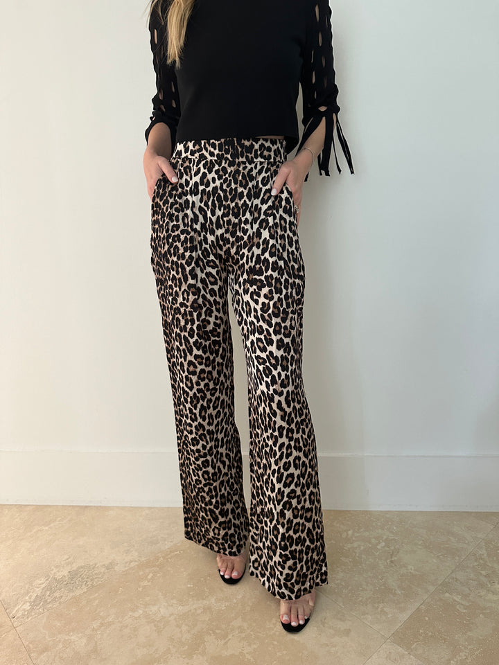 Suncoo Jake Leopard Wide Leg Pant