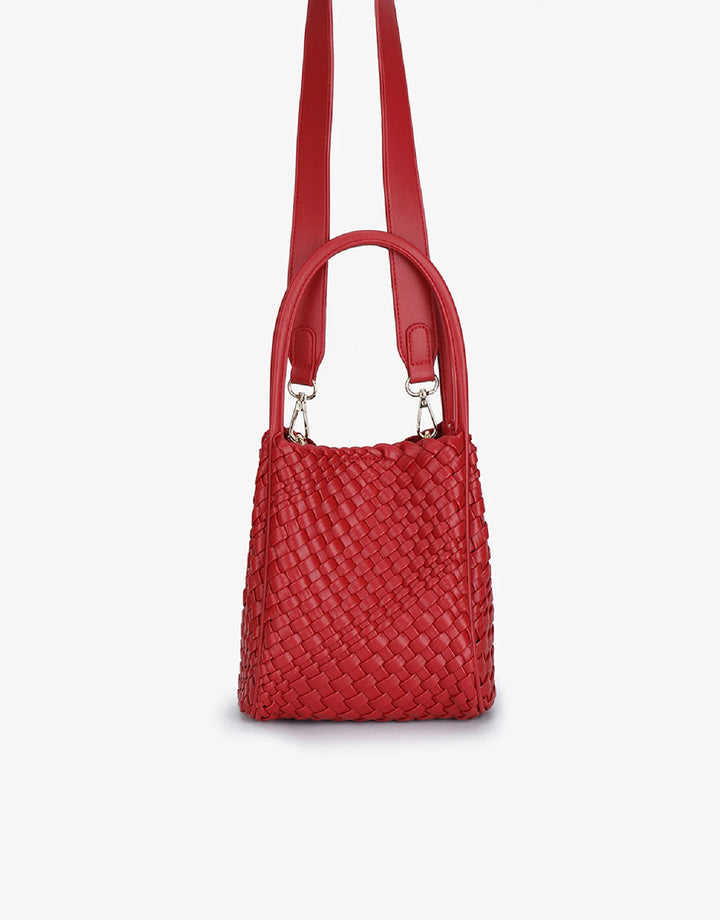 Remi/Reid Hollace Mini Woven Tote Bag in Red available at Barbara Katz