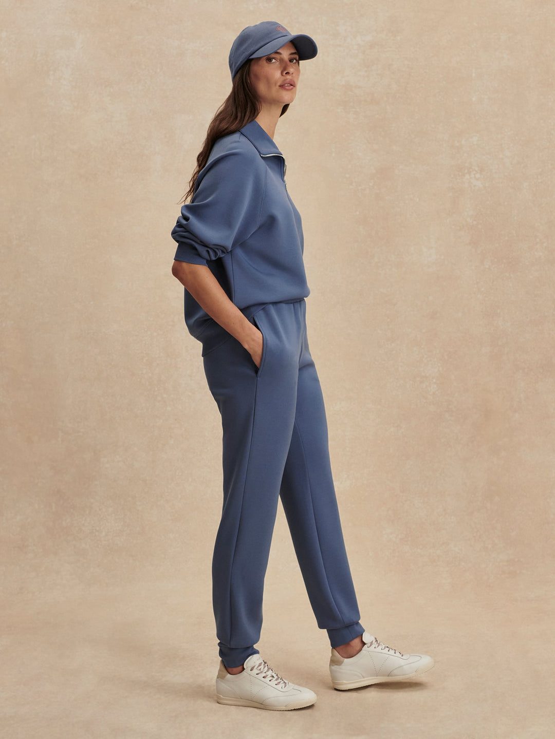 Varley The Slim Cuff Pants 25" in Bijou Blue available at Barbara Katz