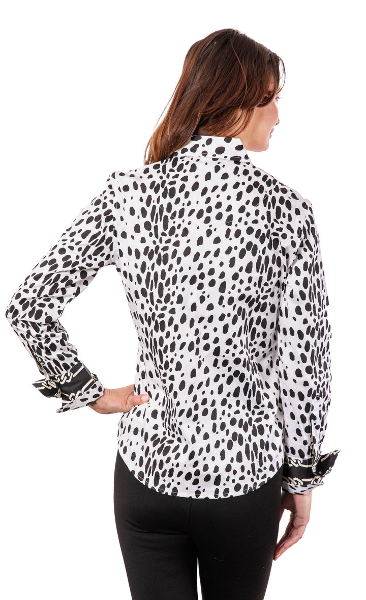 Dizzy-Lizzie Rome Long Sleeve Shirt - Black/White Dots available at Barbara Katz