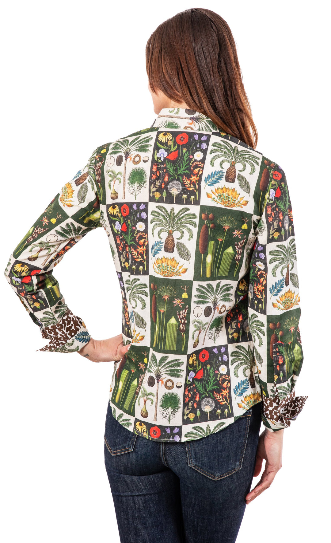 Dizzy-Lizzie Rome Long Sleeve Shirt - Patchwork Botanical available at Barbara Katz