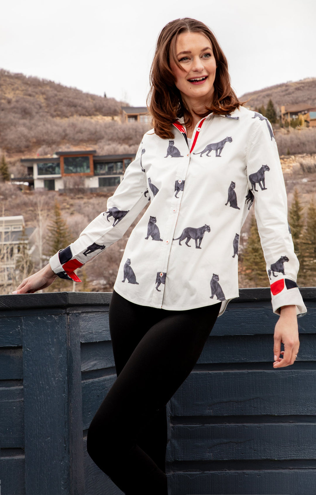 Dizzy-Lizzie Rome Long Sleeve Shirt - Panther Print available at Barbara Katz