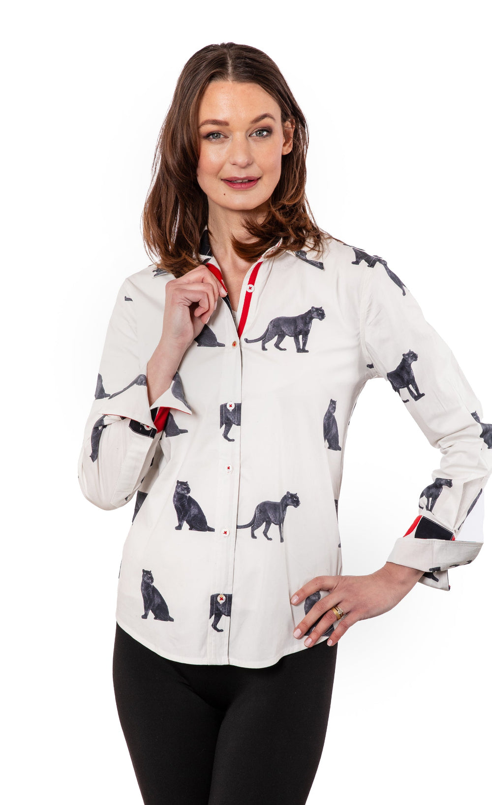 Dizzy-Lizzie Rome Long Sleeve Shirt - Panther Print available at Barbara Katz
