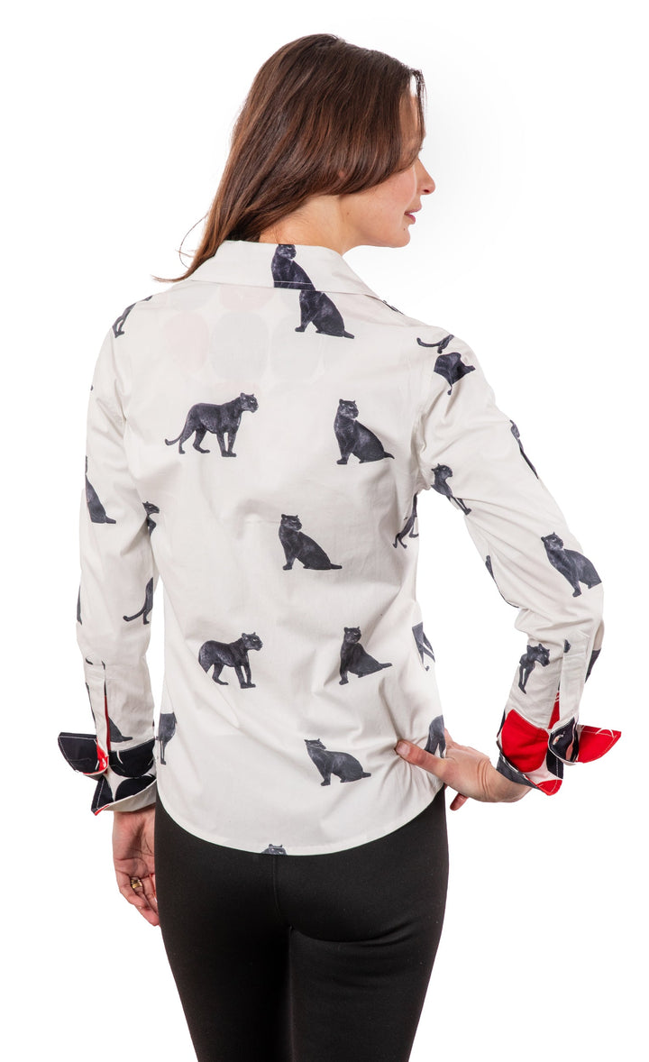 Dizzy-Lizzie Rome Long Sleeve Shirt - Panther Print available at Barbara Katz