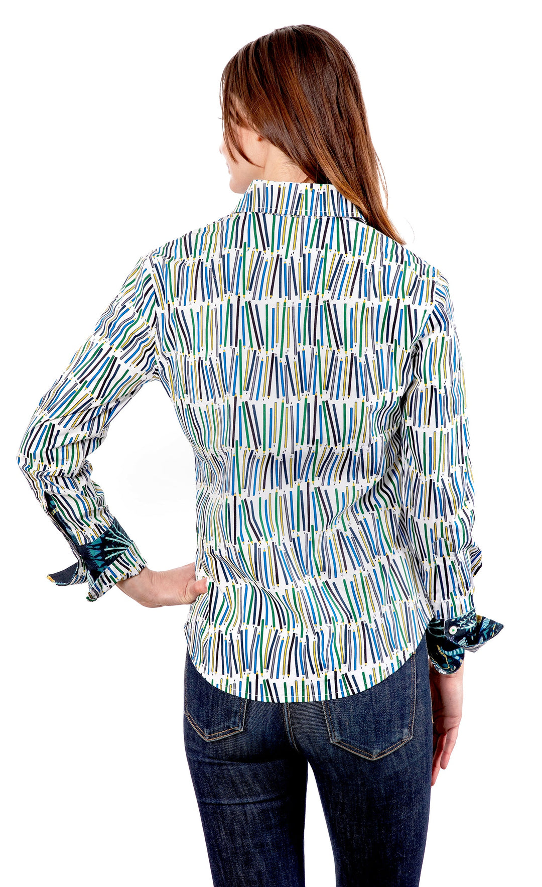 Dizzy-Lizzie Rome Long Sleeve Shirt - Pencils Print available at Barbara Katz