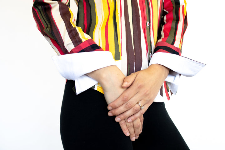 Dizzy-Lizzie Rome Long Sleeve Shirt - Fall Colors Brushstroke Print available at Barbara Katz