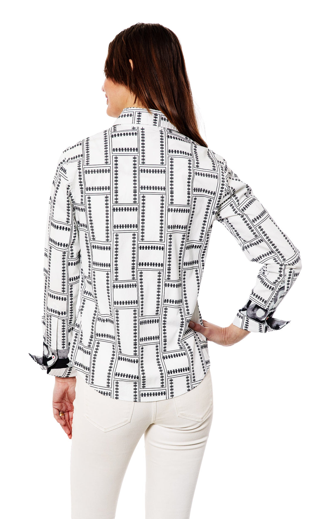 Dizzy-Lizzie Rome Long Sleeve Shirt - Black White Tiles available at Barbara Katz