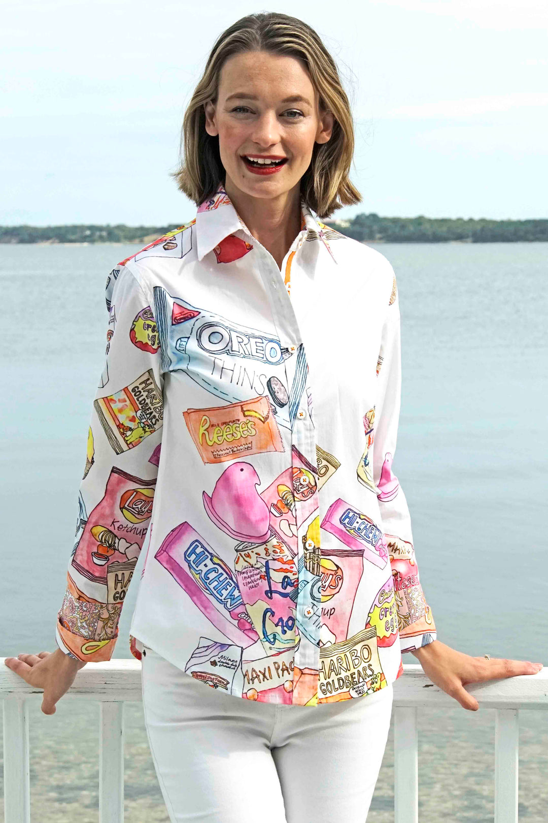 Dizzy-Lizzie Rome Long Sleeve Shirt - Lo Cal Print available at Barbara Katz