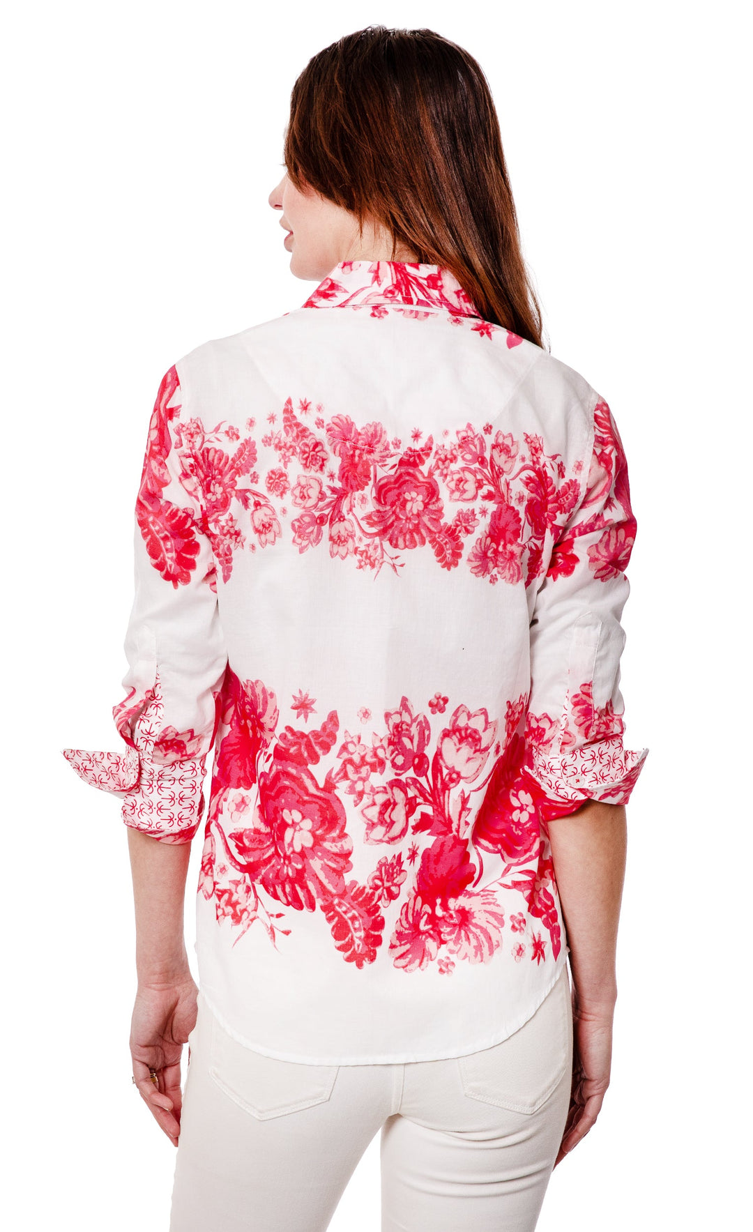 Dizzy-Lizzie Rome 3/4 Sleeve Shirt - Pink Floral available at Barbara Katz