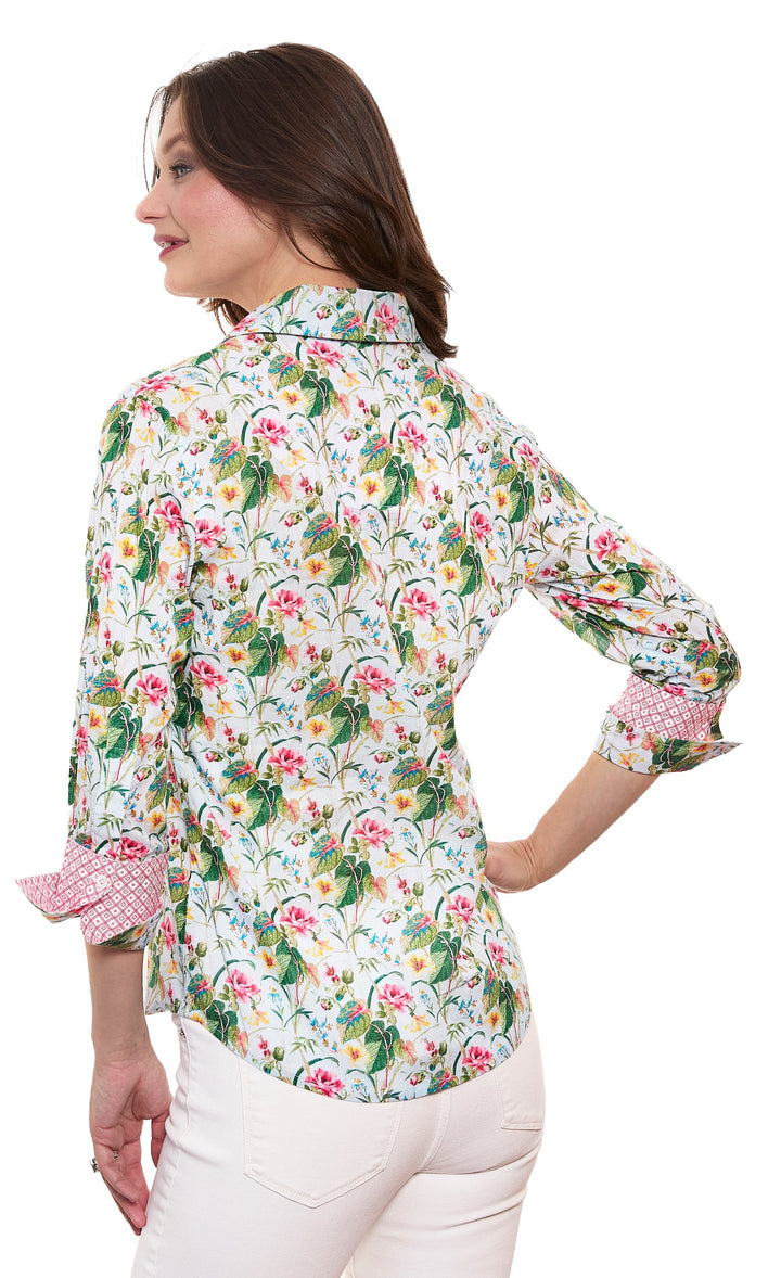 Dizzy-Lizzie Rome 3/4 Sleeve Shirt in Floral available at Barbara Katz