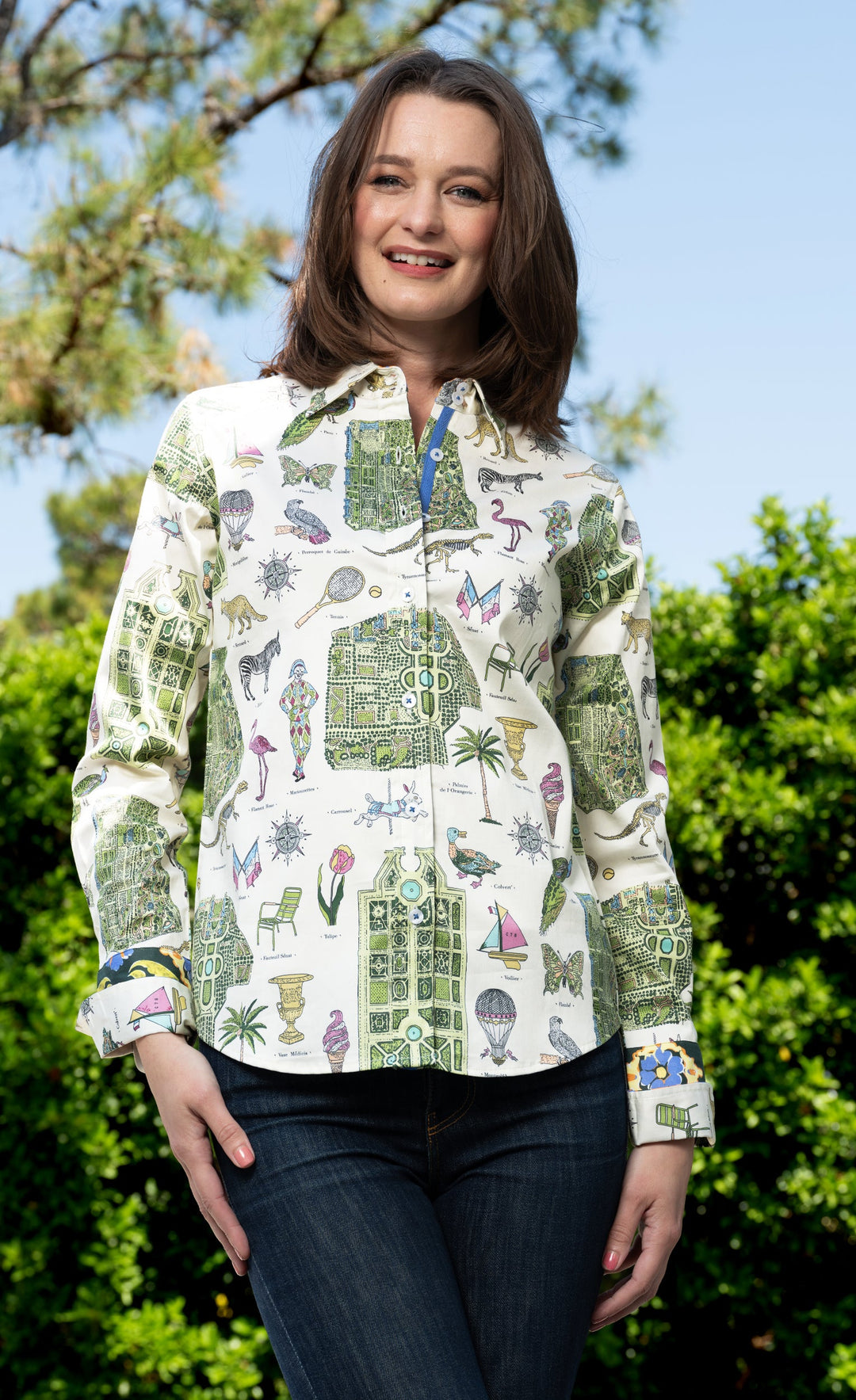 Dizzy-Lizzie Rome Long Sleeve Shirt - Paris Maps available at Barbara Katz