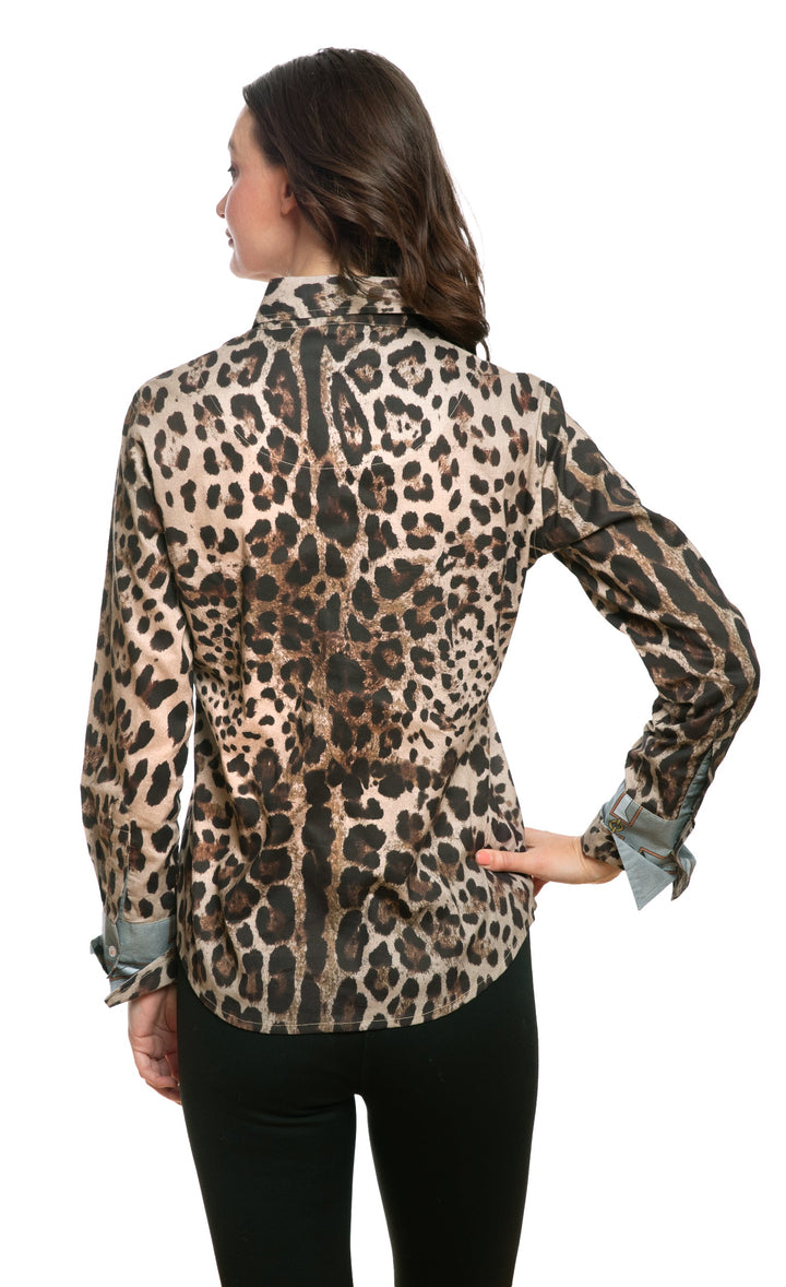 Dizzy-Lizzie Rome Long Sleeve Shirt - All Over Cheetah Print available at Barbara Katz