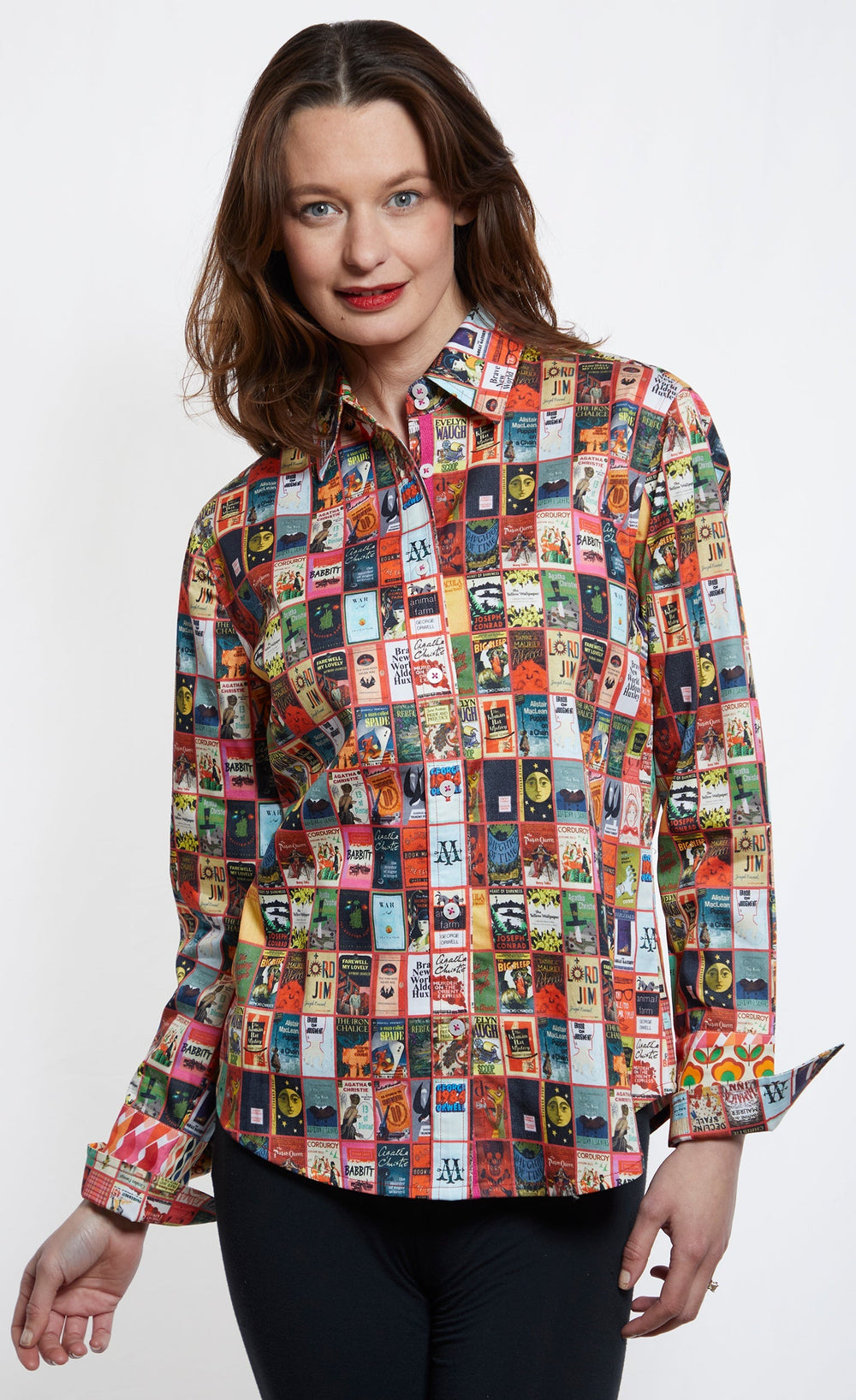 Dizzy-Lizzie Rome Long Sleeve Shirt - Book Club Print available at Barbara Katz