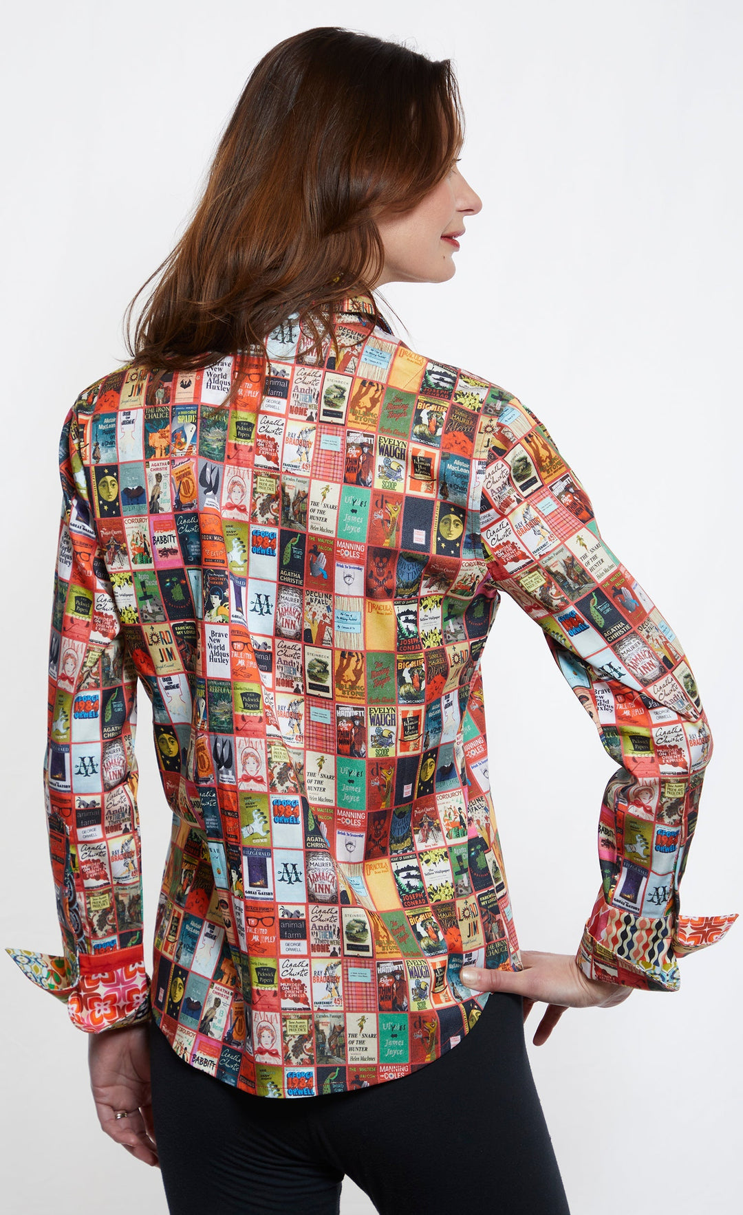 Dizzy-Lizzie Rome Long Sleeve Shirt - Book Club Print available at Barbara Katz