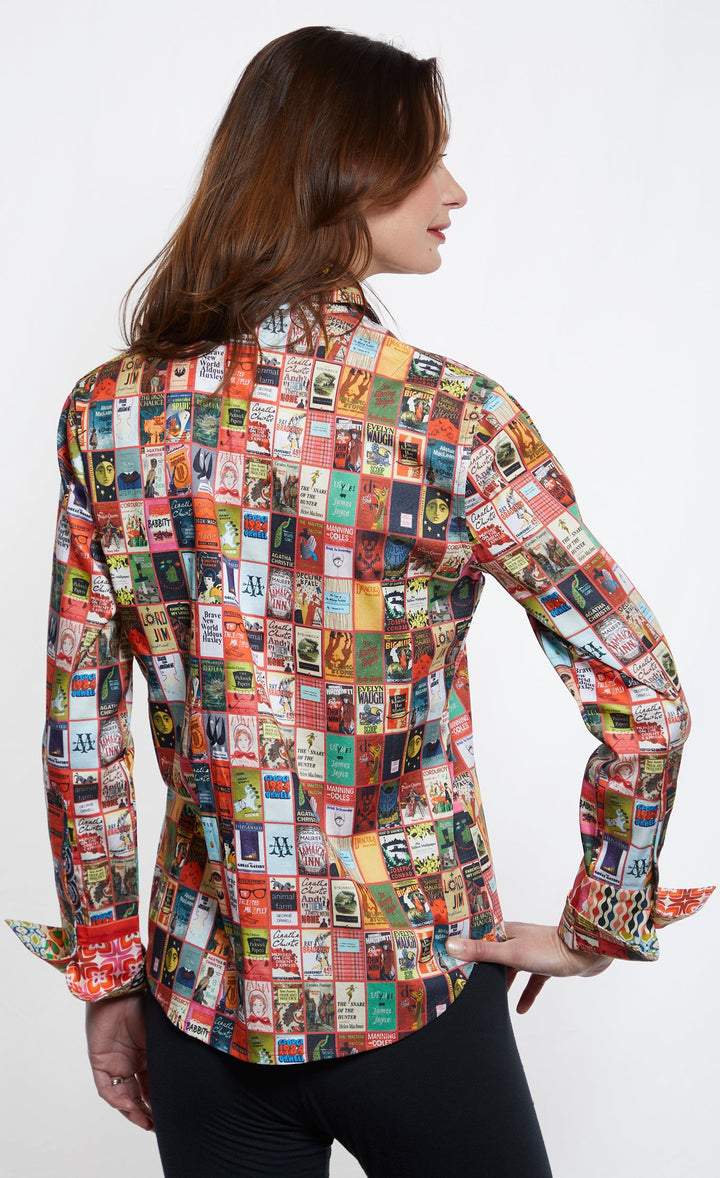 Dizzy-Lizzie Rome Long Sleeve Shirt - Book Club Print available at Barbara Katz
